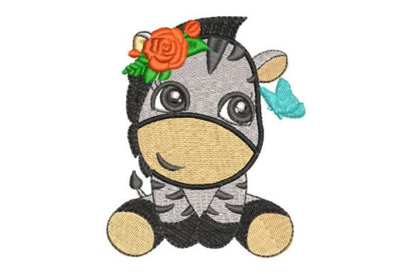 Adorable Floral Zebra Appliqué