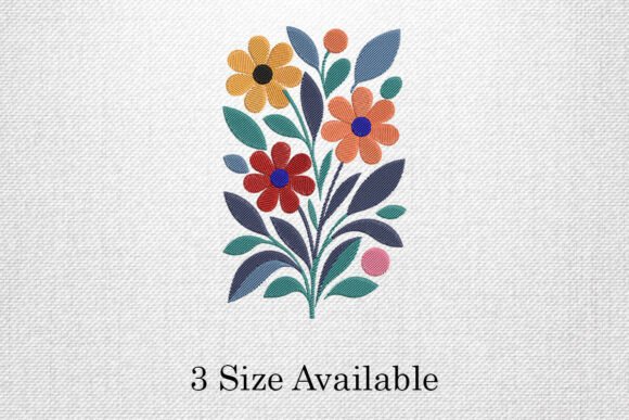 Colorful Floral Bunch Embroidery Design