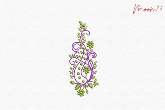 Elegant Floral Vine Scroll Stitch Artwor