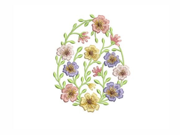 Floral Easter Egg Embroidery Design
