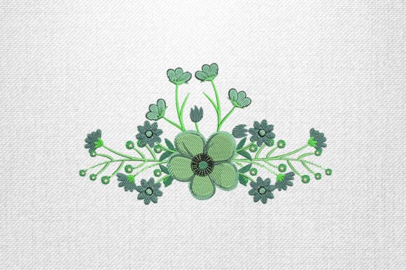Green Floral Bouquet Embroidery Design