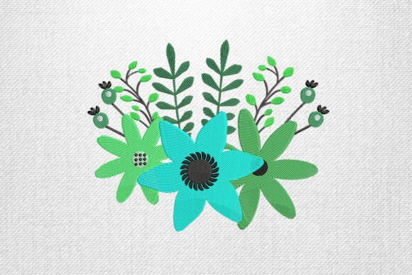 Green Floral Branch Embroidery Design