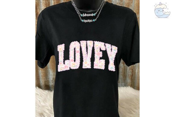 Lovey Floral Faux Embroidery PNG Design