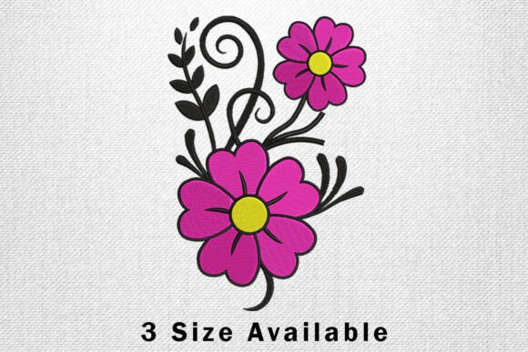 Pink Floral Branch Embroidery Design